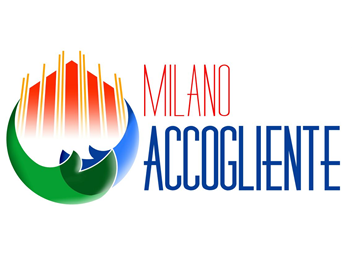 Logo del portale Milano accogliente: il duomo di Milano avvolto da un abbraccio